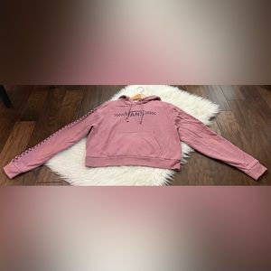 Vans Women's Pink Hoodie Sweatshirt Pullover Cropped Size Medium